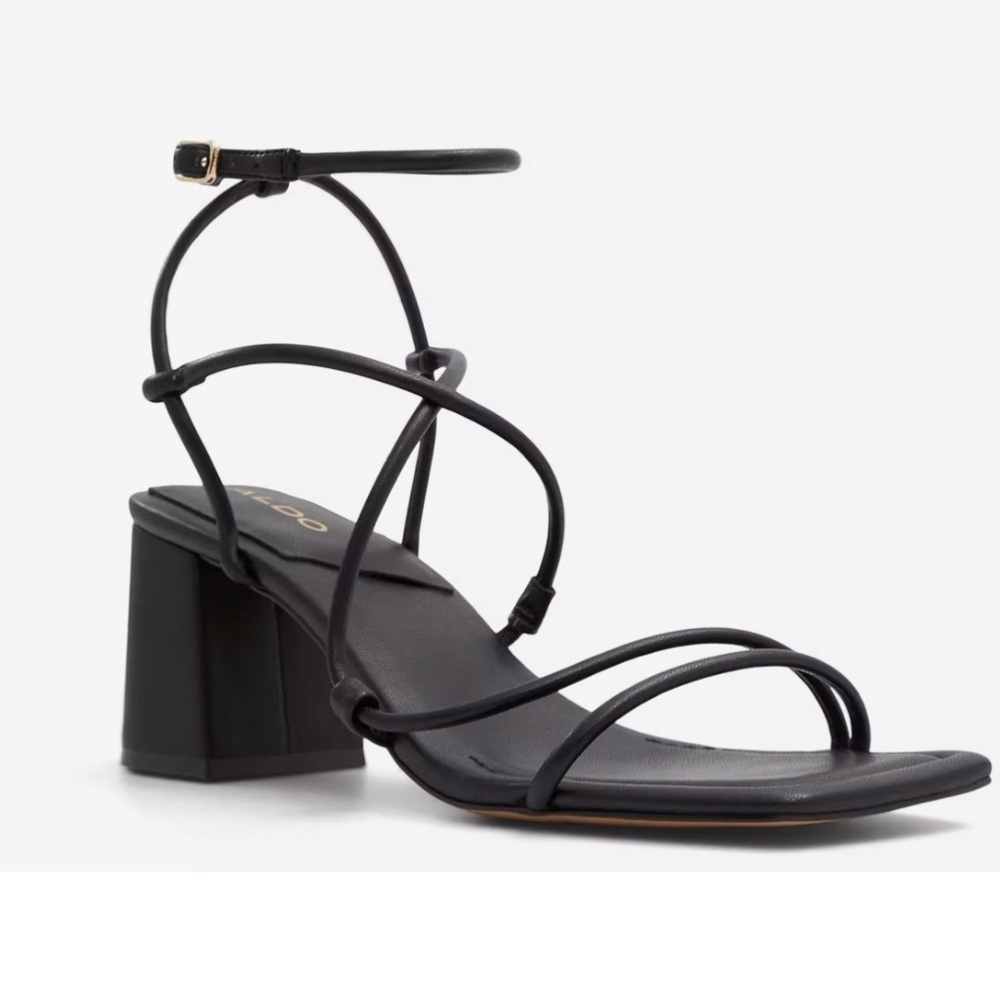 Strappy Black Block Heel Sandal
